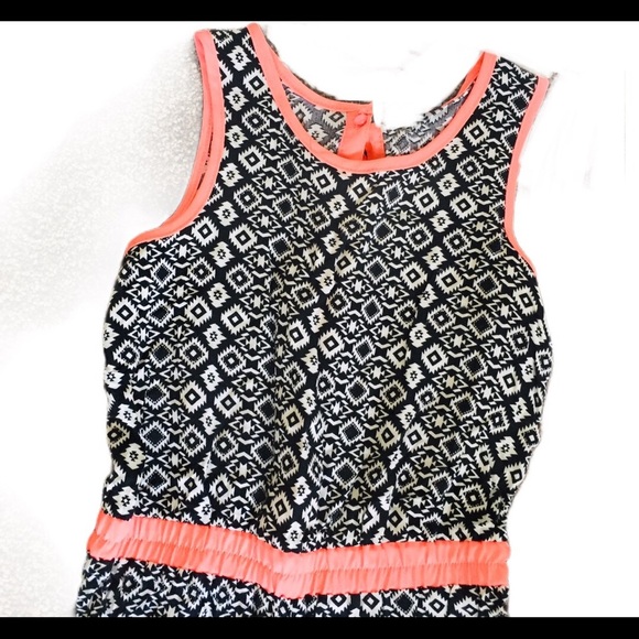 ZUNIE (Nordstrom) Geo Print Jumpsuit With Back Bow Detail Black/Pink Girl 10Y - Picture 3 of 12